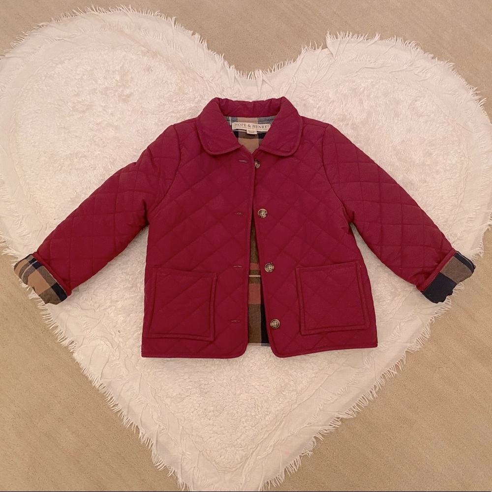 Hope & Henry Girls' Quilted Barn Jacket XXS